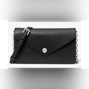 Michael Kors Black Crossbody Leather Bag, Clutch. NWT.